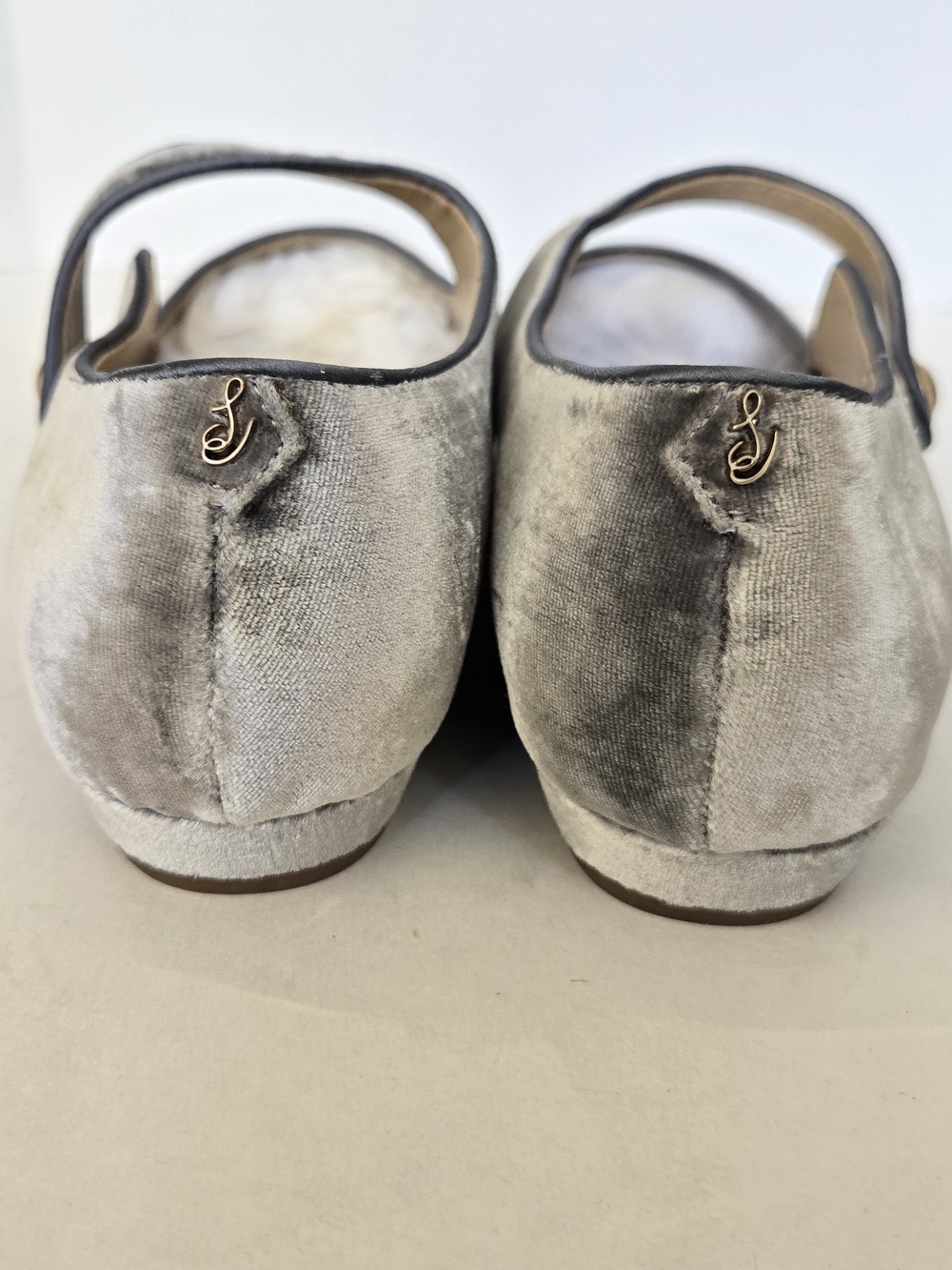 Sam Edelman Pointed Velvet Mary Jane Flats in Gray - Picture 5 of 10